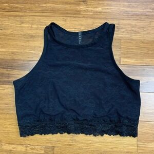 Savage X Fenty Lace Sports Bra Womens Size 1X Black Bralette Tank Top Sleeveless